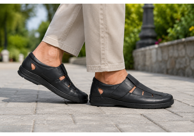 Pantofi barbati negri din piele naturala cu scai, model Seravon